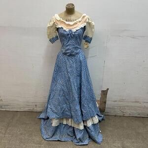 Vintage 1950s Studio-Made Blue Calico Tiered Western Prairie Dress Movie Costume